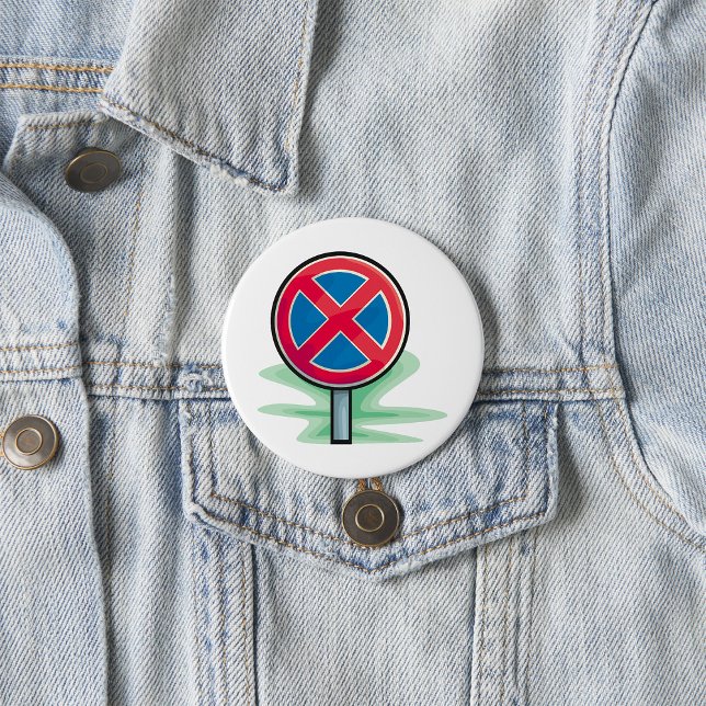 No Parking Road Sign Red Blue Traffic Symbol 3 Inch Round Button (Creator Uploaded)