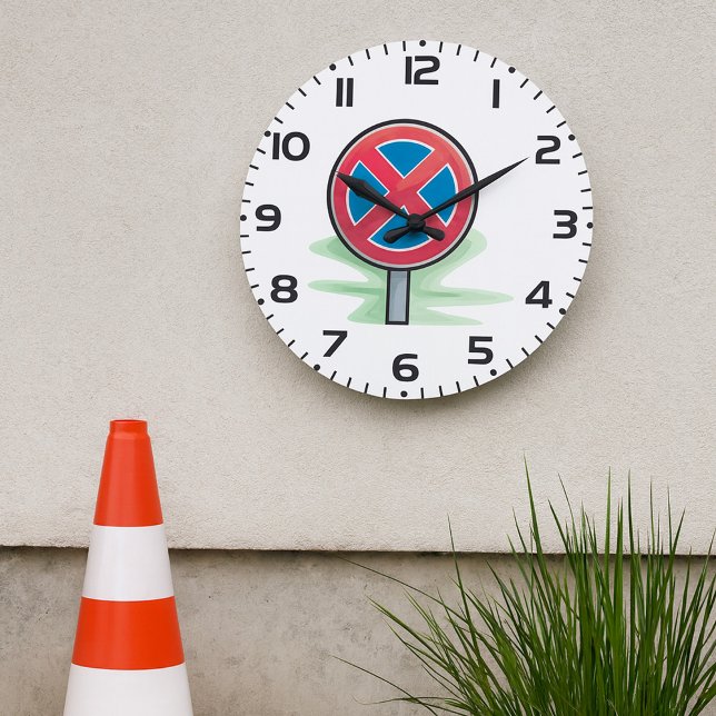 No Parking Road Sign Red Blue Traffic Symbol Large Clock (Creator Uploaded)