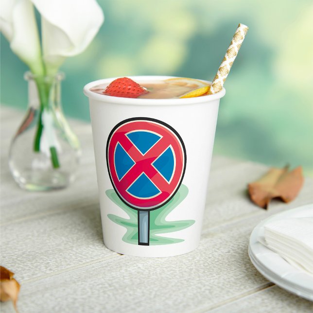 No Parking Road Sign Red Blue Traffic Symbol Paper Cups (Creator Uploaded)