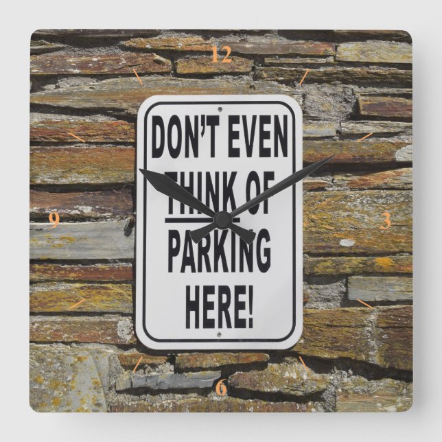 No Parking Square Wall Clock (Front)