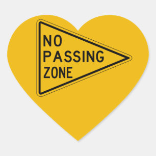 No Passing Zone, Traffic Warning Sign, USA Heart Sticker