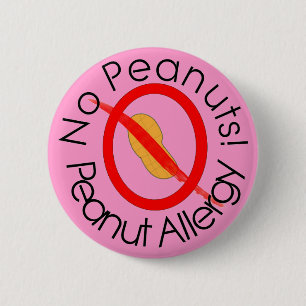 NO PEANUTS! Peanut Allergy Pin in Pink