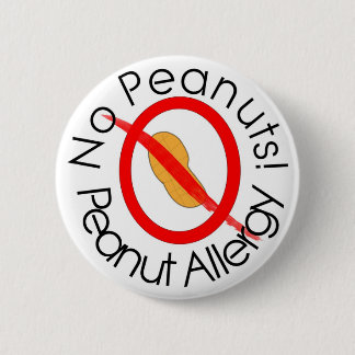 No Peanuts! Peanut Allergy Pin in White