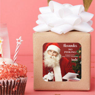 No Peeking AJOUTER LE NOM Stickers Cadeaux Santa C