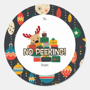 No Peeking Christmas Sticker Tag