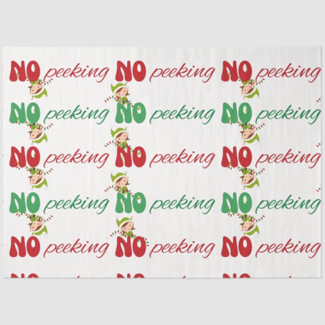 NO Peeking Naughty Elf Christmas Tissue Paper (Front)