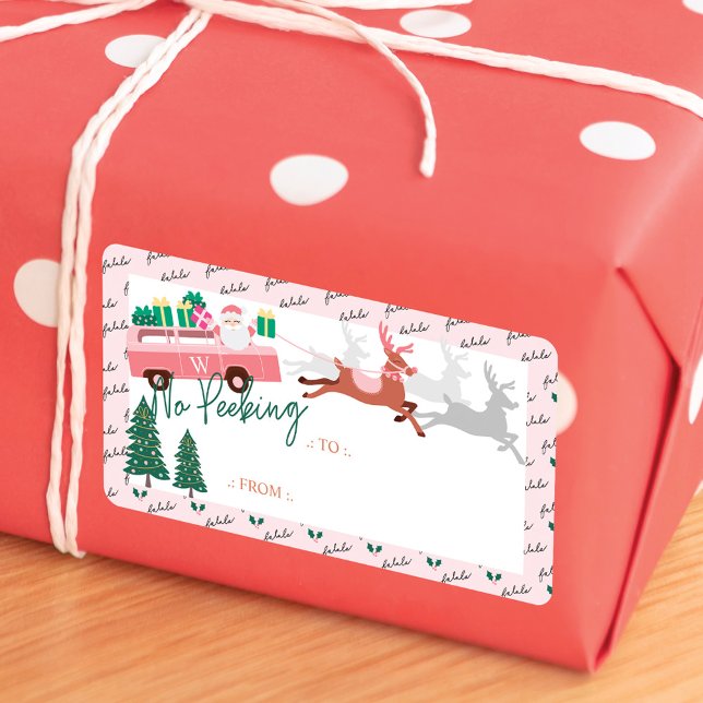 No Peeking Pink Retro Van & Reindeers (No Peeking Pink Retro Van & Reindeers Label)