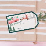 No Peeking Santa's Comin' To Town Pink Van Gift Tags<br><div class="desc">Celebrate the magical and festive holiday season with our custom holiday too and from sticker gif tags. Our vintage holiday design features a cute girly pink retro van with colourful presents being delivered by Santa Claus. Santa is peeking his head out and waving, with Rudolf Reindeer flying and pulling the...</div>