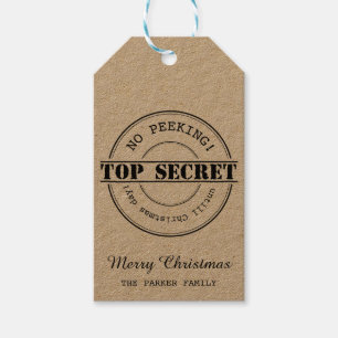 No Peeking top secret Christmas gift tag