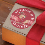 No Peeking Until Christmas | Dachshund Dog Red Classic Round Sticker<br><div class="desc">Celebrate the magical and festive holiday season with our custom illustrative no peeking until Christmas holiday sticker. Our festive holiday design features our hand drawn dachshund dog wearing a festive red cozy knitted sweater. The dachshund dog is wearing antlers with a string of Christmas lights wrapped around the dog and...</div>