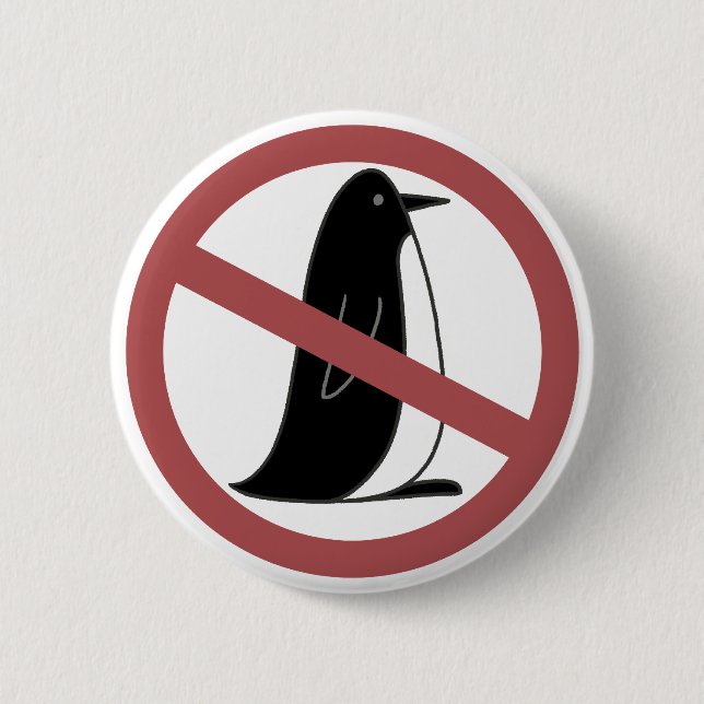 No Penguins 2 Inch Round Button (Front)