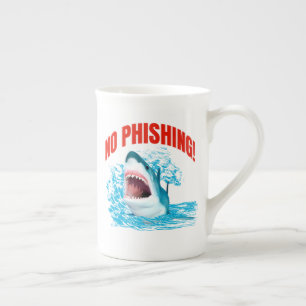 No Phishing Shark Cybersecurity Humour Bone China Mug