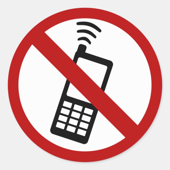 NO PHONE ZONE Sign Classic Round Sticker (Front)