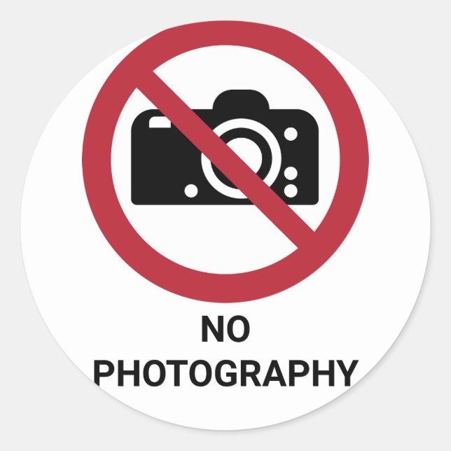No Photography, Prohibition Sign Classic Round Sticker (Front)