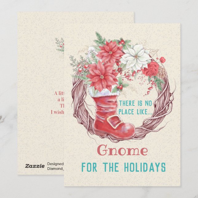 No Place Like Gnome For the Holidays Holiday Card (Front/Back)