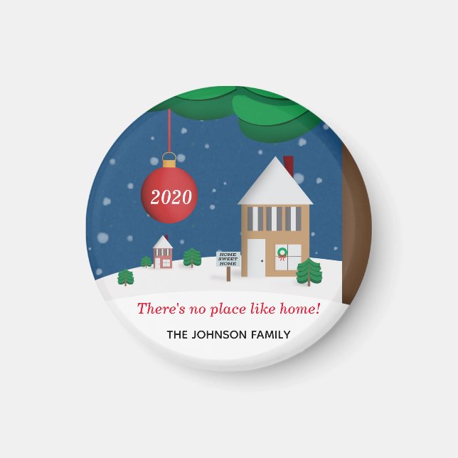 No Place Like Home Customizable Winter Scene Magnet (Front)