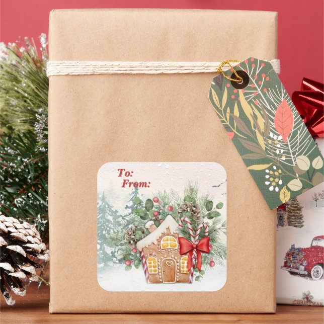 No Place Like Home | Gingerbread House Christmas Square Sticker (Holiday)