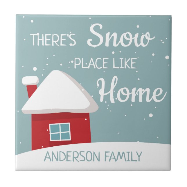no place like home red house snowflakes tile (Front)