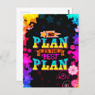 No plan is the best plan   colourful stars postcard