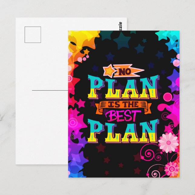 No plan is the best plan | colourful stars postcard (Front/Back)
