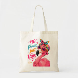 No Plans Just Tans - Sassy Flamingo with Sunglass Tote Bag