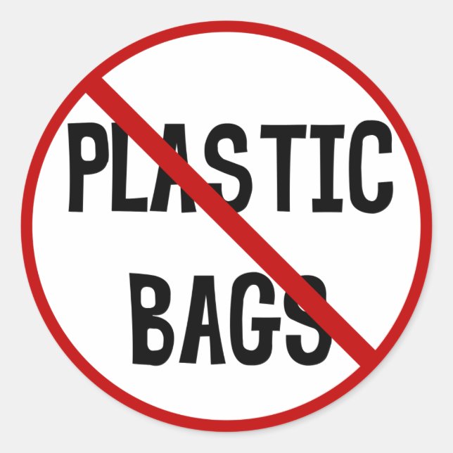 No Plastic Bags Sticker (Front)