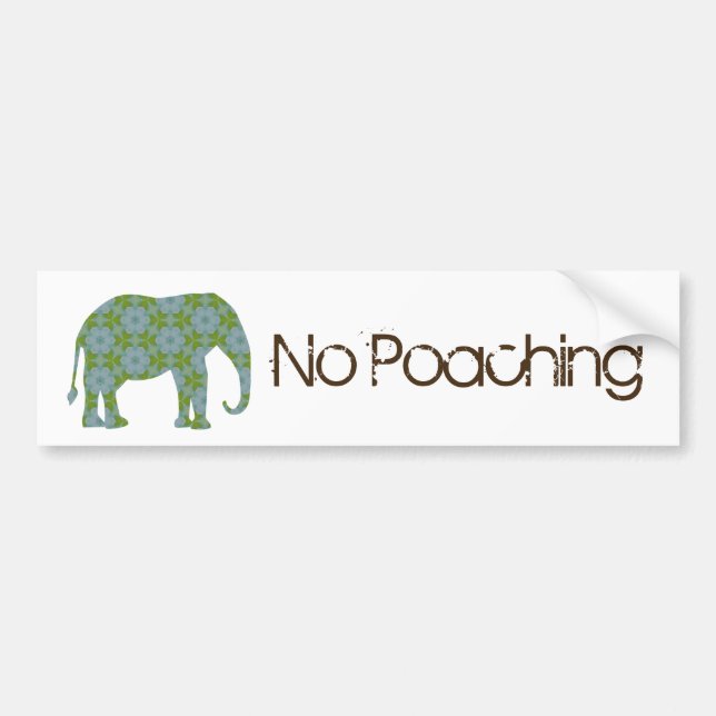No Poaching Floral Wild Elephant Bumper Sticker (Front)