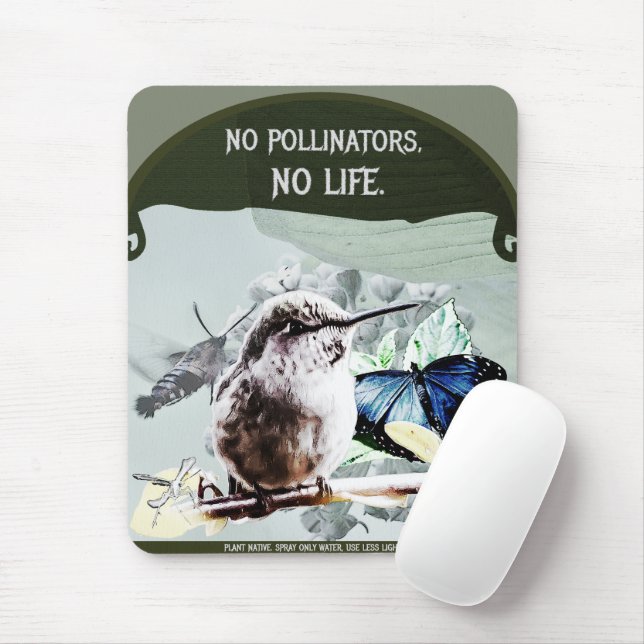 No Pollinators, No Life Mouse Pad (With Mouse)