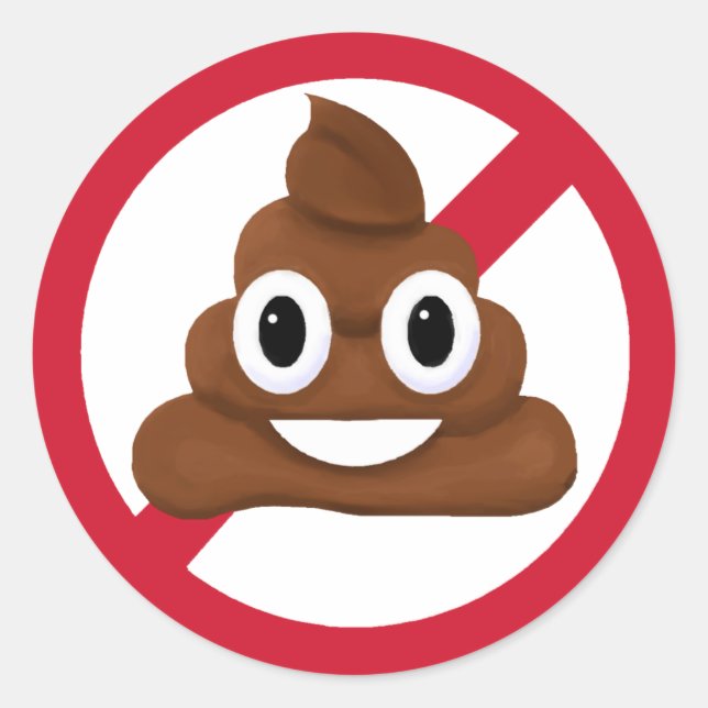 No Poop Classic Round Sticker (Front)