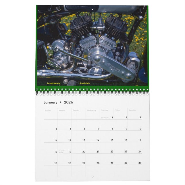 NO PORK 2013 Vee Twin Motorcycle Engine Calendar (Jan 2026)