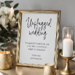 No Posting To Social Media Unplugged Wedding Poster<br><div class="desc">This modern unplugged wedding poster features a black and white minimalist style with a mixture of handwriting and simple block fonts. It will be perfect for asking your wedding guests to allow you to have a private wedding free from social media.</div>