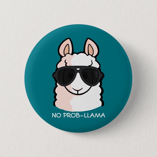 No Prob-Llama 2 Inch Round Button (Front)