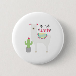 No Prob Llama 2 Inch Round Button
