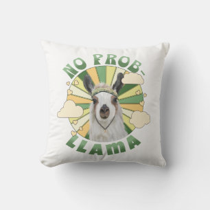 No Prob-Llama Boho Llama Throw Pillow
