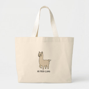"No Prob-Llama" Cute Llama Doodle - Chill Vibe Large Tote Bag