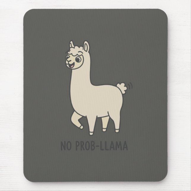 "No Prob-Llama" Cute Llama Doodle - Chill Vibe Mouse Pad (Front)