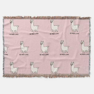 "No Prob-Llama" Cute Llama Doodle - Chill Vibe Throw Blanket