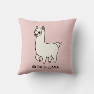 "No Prob-Llama" Cute Llama Doodle - Chill Vibe Throw Pillow