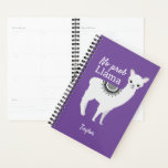 No Prob Llama cute llama illustration Purple Planner<br><div class="desc">Personalize this planner featuring my "No Prom Llama" grey cute llama illustration. Illustrating with my children these fun animals have been a cherished activity. I'm so happy we can share these designs with you. This planner is on a purple background. Select from other colour options.</div>