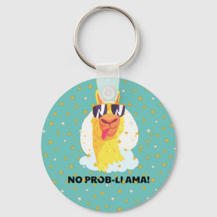 No-Prob-Llama Funny Cute Llama with Stars Keychain