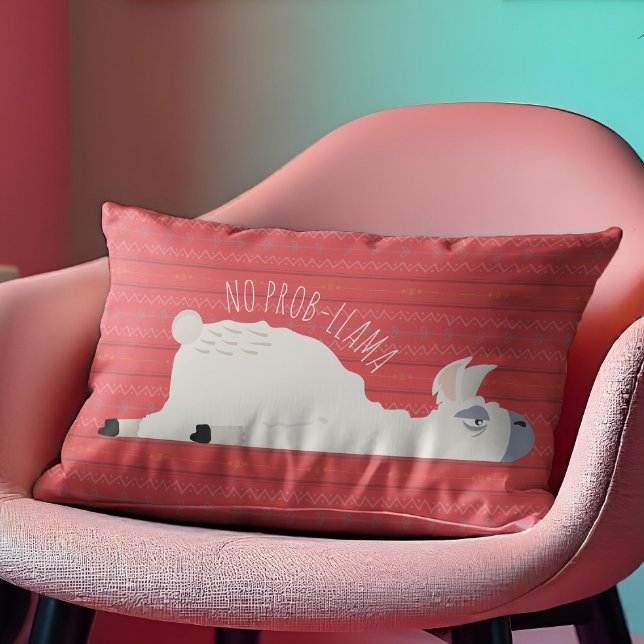 No Prob-Llama Funny Llama Lumbar Pillow (Creator Uploaded)
