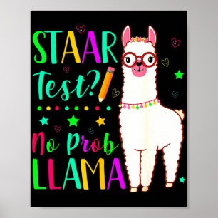 No Prob Llama Funny Teacher Exam Testing Test Day  Poster