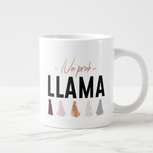 No Prob Llama   Gold Tassels Large Coffee Mug