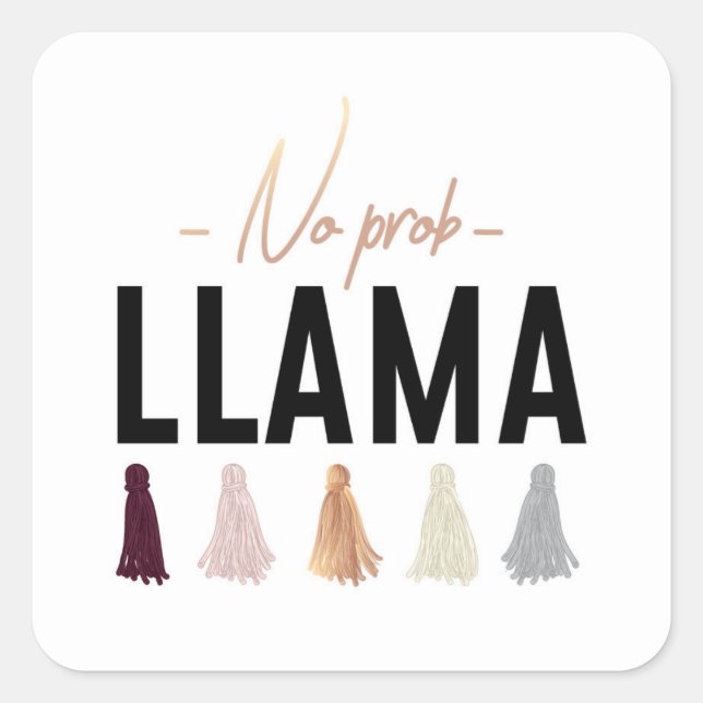 No Prob Llama | Gold Tassels Square Sticker (Front)