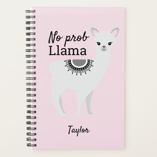 No Prob Llama jolie illustration en lama rose (Devant)