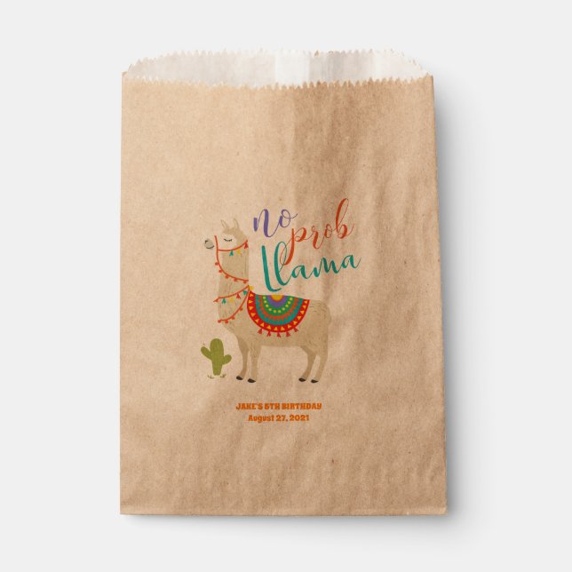 No Prob Llama Kraft Favour Bag (Front)