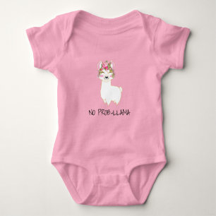 No Prob-Llama - Pink Floral Baby Bodysuit
