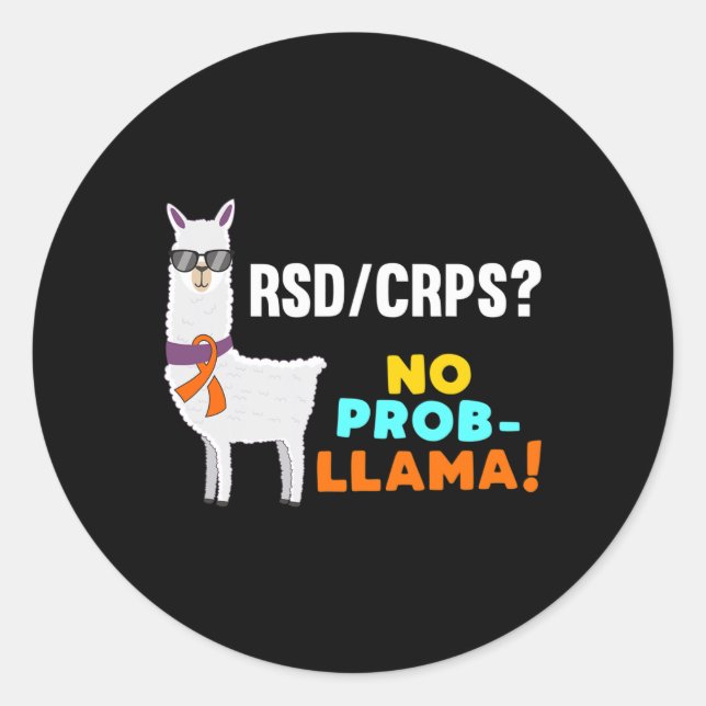 No Prob-llama Rsd Crps Warrior Survivor Awareness  Classic Round Sticker (Front)