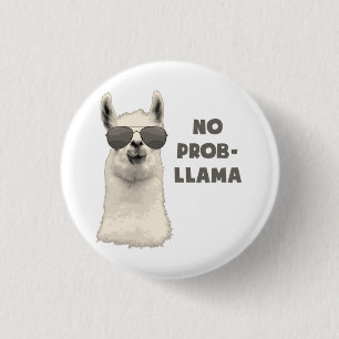 No Problem Llama 1 Inch Round Button