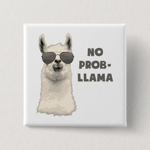 No Problem Llama 2 Inch Square Button